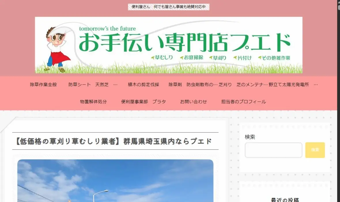 プエドの公式サイト画面